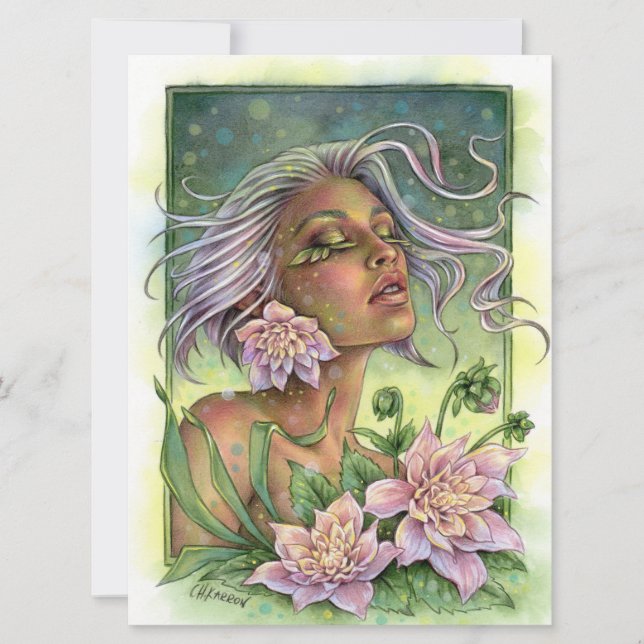 Dahlia Fantasy Flower Fae Enchantress Art Card (Frente)