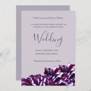 Dahlia flores lilac convite para casamento elegant