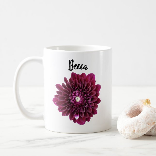Dahlia Flores Profundas, Flor, Caneca Personalizad (Com Donut)