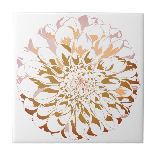 Dahlia flower ceramic accent tile - sepia tones (Frente)