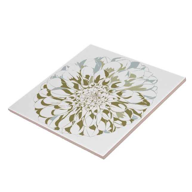 Dahlia flower ceramic tile  (Lateral)