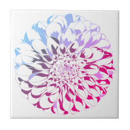 Dahlia flower ceramic tile - bright pink tones