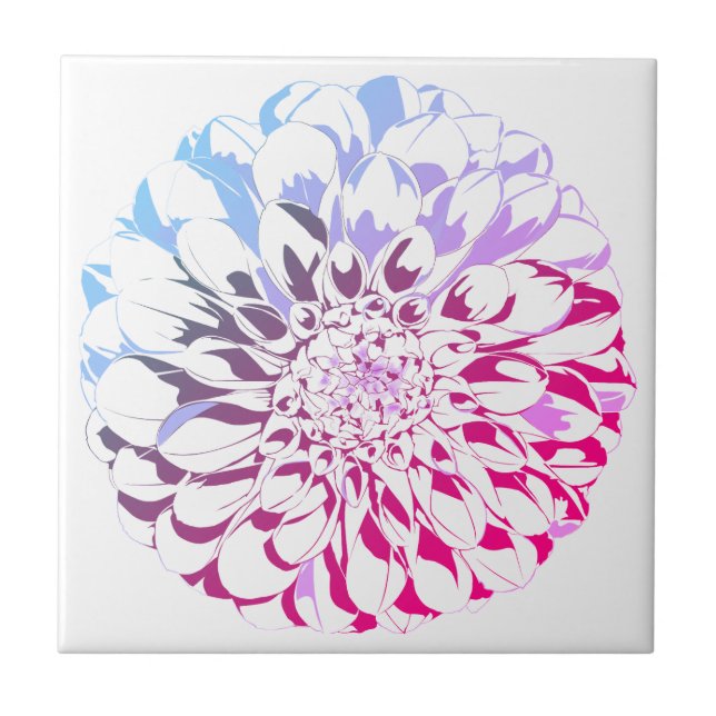 Dahlia flower ceramic tile - bright pink tones (Frente)