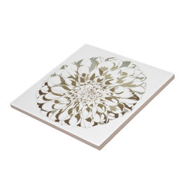 Dahlia flower ceramic tile - brown tones