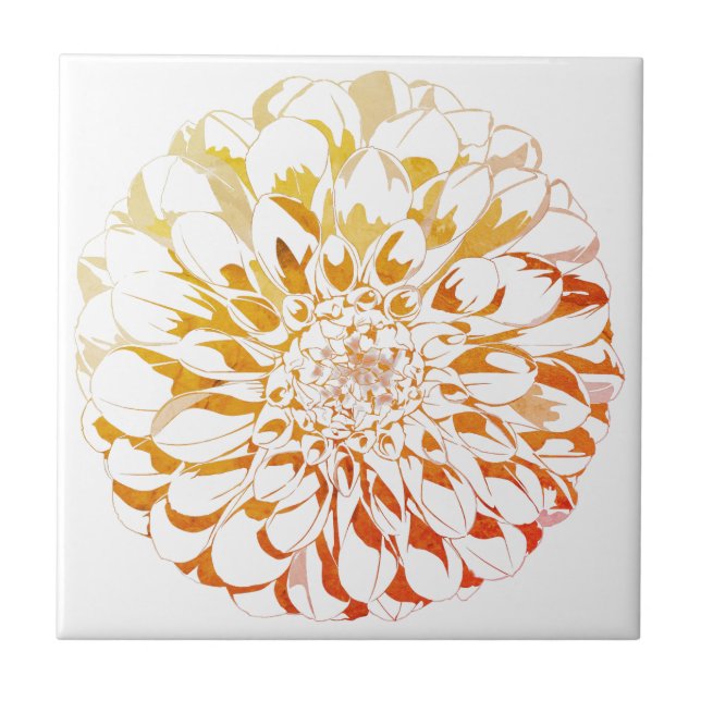 Dahlia flower ceramic tile - rusty tones (Frente)