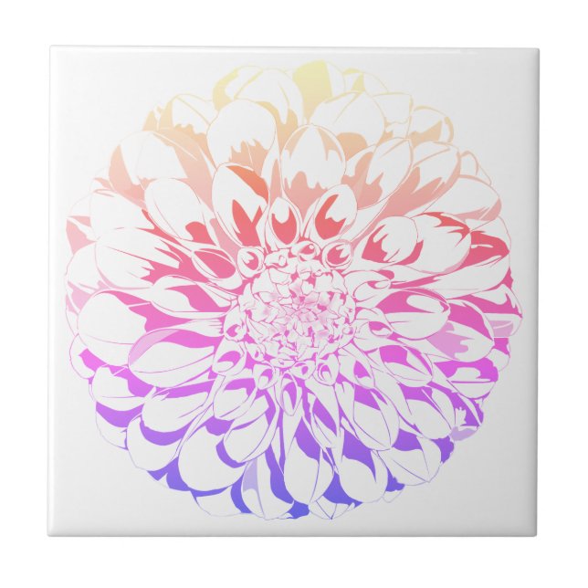 Dahlia flower ceramic tile - violet tones (Frente)