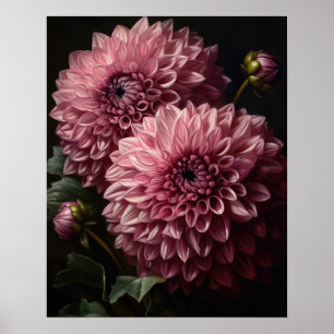 Dahlia Rosa Flores Impressão