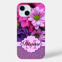 Dahlia Rosa Flores Roxo Glitter Nome Floral