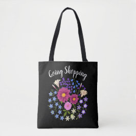 Dahlias com Bluebells Tote Bag