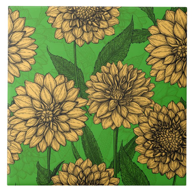 Dahlias em amarelo e verde (Frente)