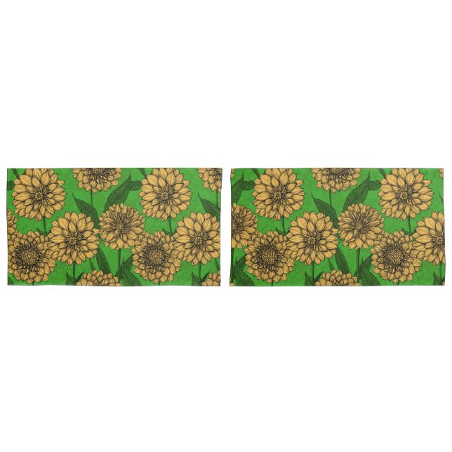 Dahlias em amarelo e verde (Frente - conjunto)
