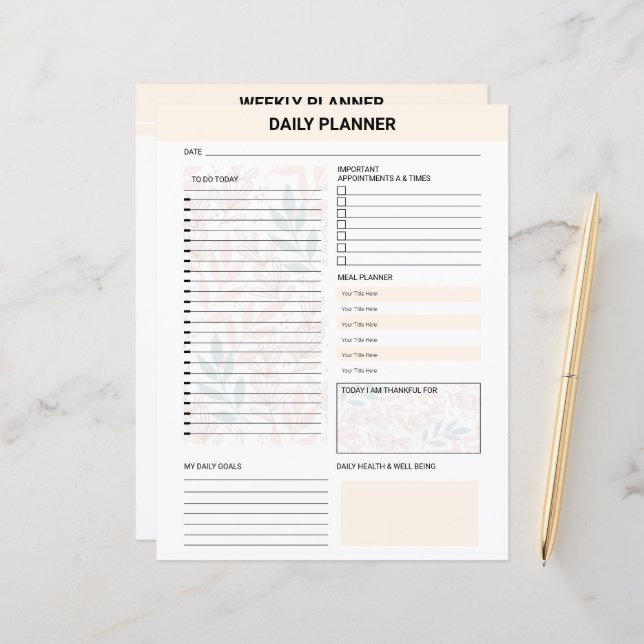 Daily Planner Template (Frente/Verso In Situ)