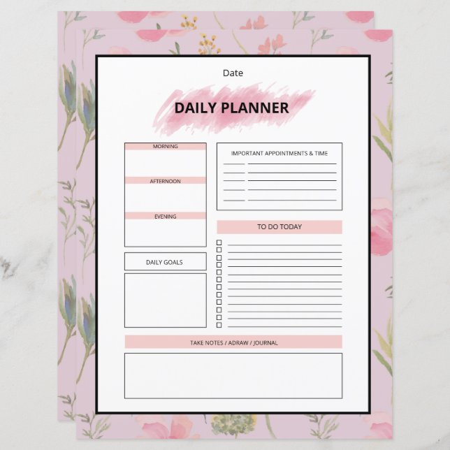 Daily Planner Template (Frente/Verso)