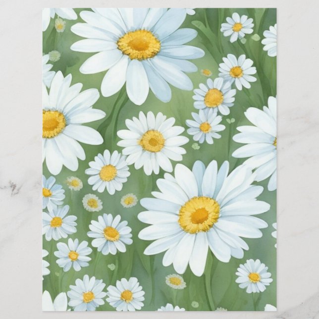 Daisies Floral Scrapbooking Paper (Frente)