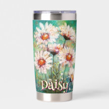 Daisies Impressionistic Floral Teal Personalized