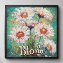 Daisies Impressionistic Floral Teal Personalized