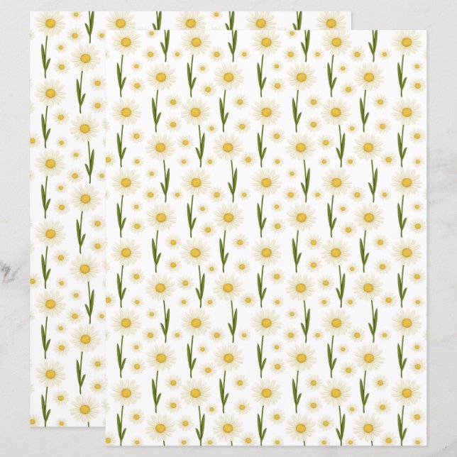 Daisies Scrapbook Paper (Frente/Verso)