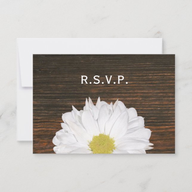 Daisy & Barnwood Rustic Wedding RSVP (Frente)