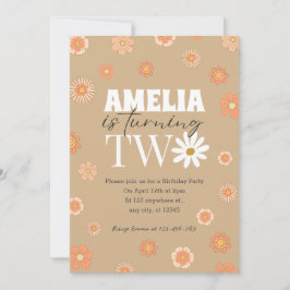 Daisy Beige - Convite para segundo aniversário Doi