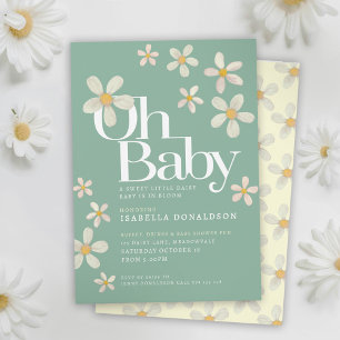 Daisy chá de fraldas oh baby creme convites verdes