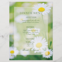 Daisy Daisies Fllower Floral Summer Menu