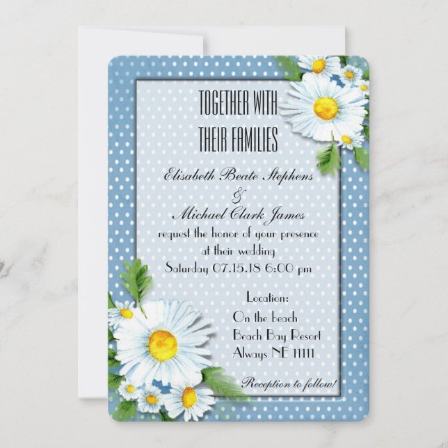 Daisy Dots - Convite de Casamento - Matte 5" x 7" (Frente)