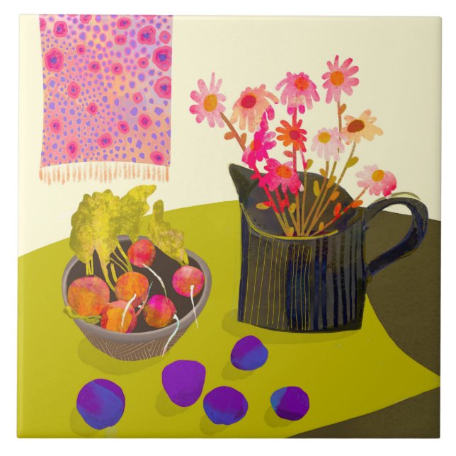 Daisy e Radish Kitchen Trivet (Frente)