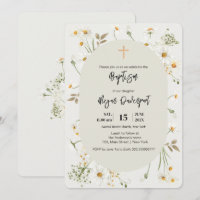 Daisy elegante Floral Boho Baptism Convite