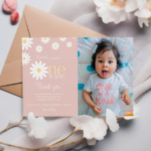 Daisy First Birthday Cartões de agradecimentos Ret