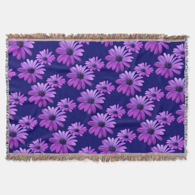 Daisy Flower Blanket Purple Daisies lança cobertor (Frente)