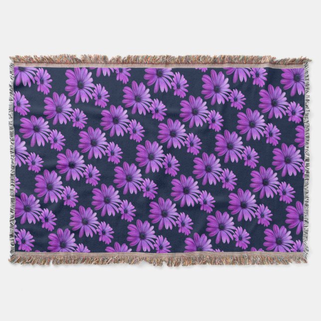Daisy Flower Blanket Purple Daisies lança cobertor (Frente)