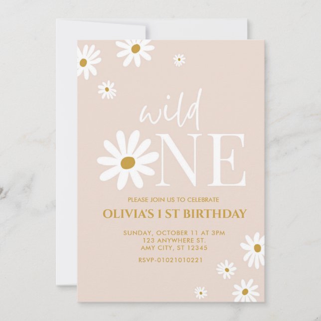 Daisy Flower primeiro aniversario Convite para Men (Frente)