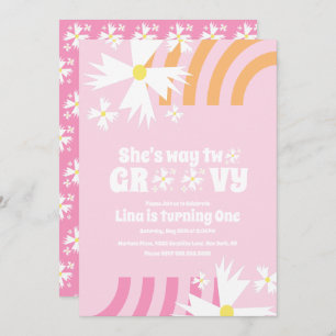 Daisy Flower Retro Way 2 Groovay Birthday Pink