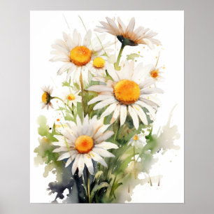 Daisy Flowers Art Impressão Poster