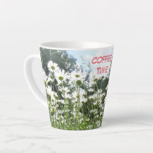 Daisy Flowers Coffee Time Cust. Caneca para café l