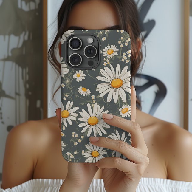Daisy Flowers iPhone 14, 15 Caso Duro, Botânico (Daisy Flowers Phone Case for her, mom, grandma, girls Birthday or Graduation Gift)