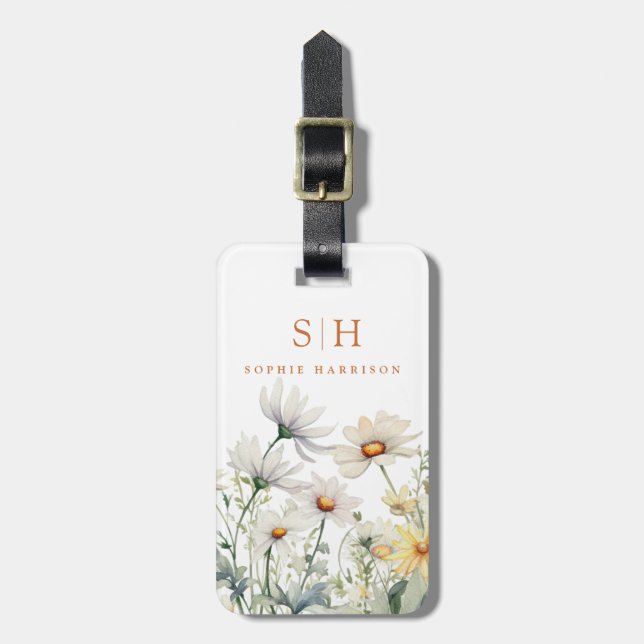 Daisy Flowers Luggage Tags (Frente Vertical)