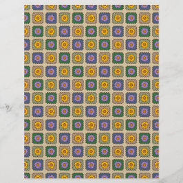 Daisy Granny Squares Scrapbook Paper