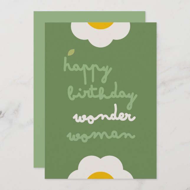 DAISY GREEN - Cartão de Convite Floral de Aniversá (Frente/Verso)