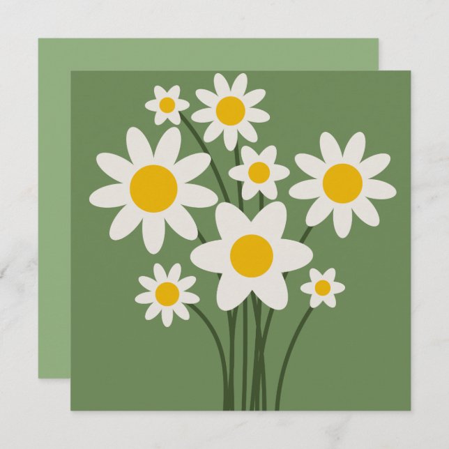 DAISY GREEN - Cartão de Convite Floral para Dias d (Frente/Verso)