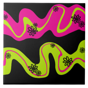 Daisy Groove em Verde limão, rosa quente e preto