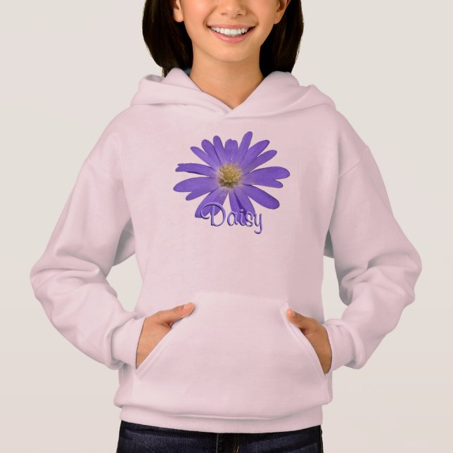 Daisy Hoodie Sweatshirt personalizada da garota, D (Frente)