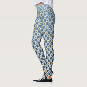 Daisy Leggings White Daisy Wildflower Leggings