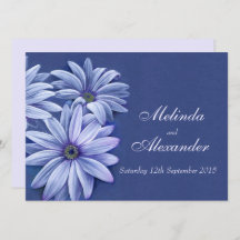 Daisy osteospermum convite de casamento azul roxo
