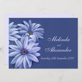 Daisy osteospermum convite de casamento azul roxo