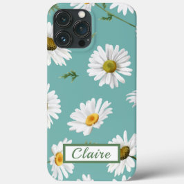 Daisy Pattern, Teal Background, Personalizado