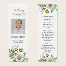 Daisy Photo Funeral Memorial Bookmark
