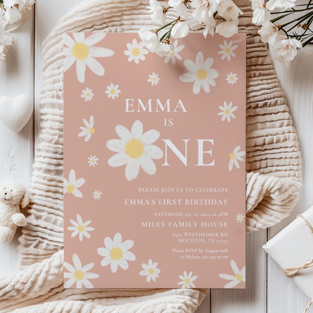 Daisy Rosa Primeiro primeiro aniversario Convite U (Criador carregado)