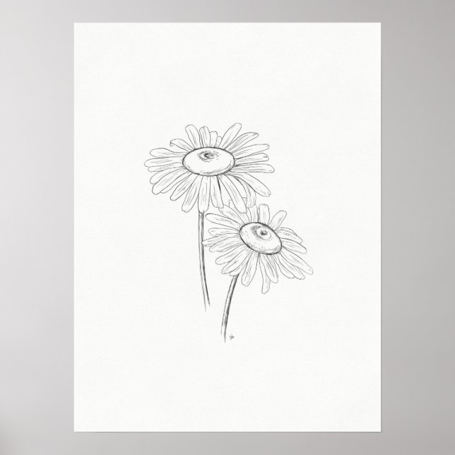 Daisy Sketch Art Impressão (Frente)