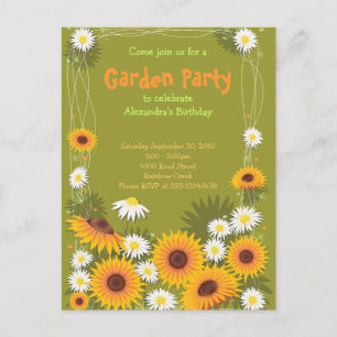 Daisy & Sunflower Garden Convite de aniversário